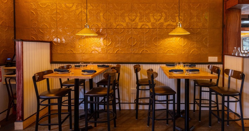 Interior, tables ready for guests