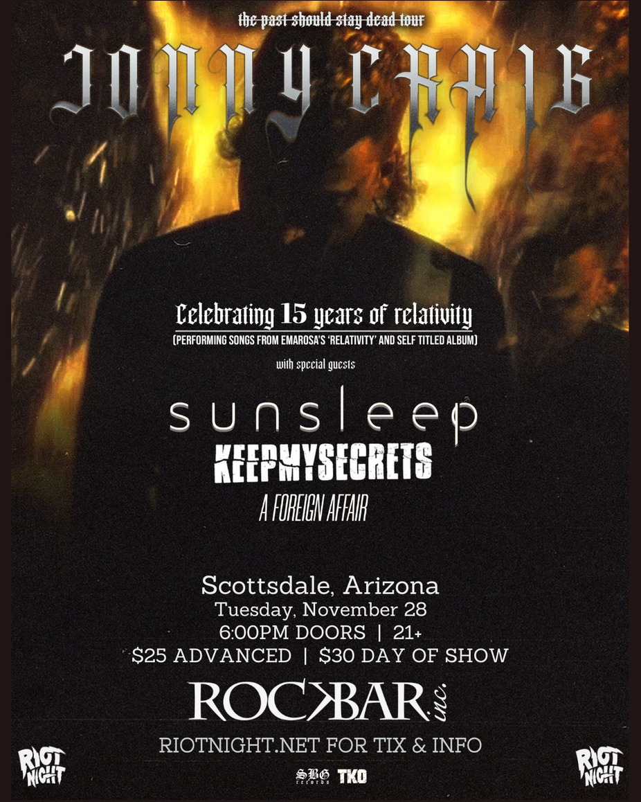 Riot Night Presents: Jonny Craig 'The Past Should Stay Dead Tour' event photo