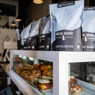 Packed goods on shelves.