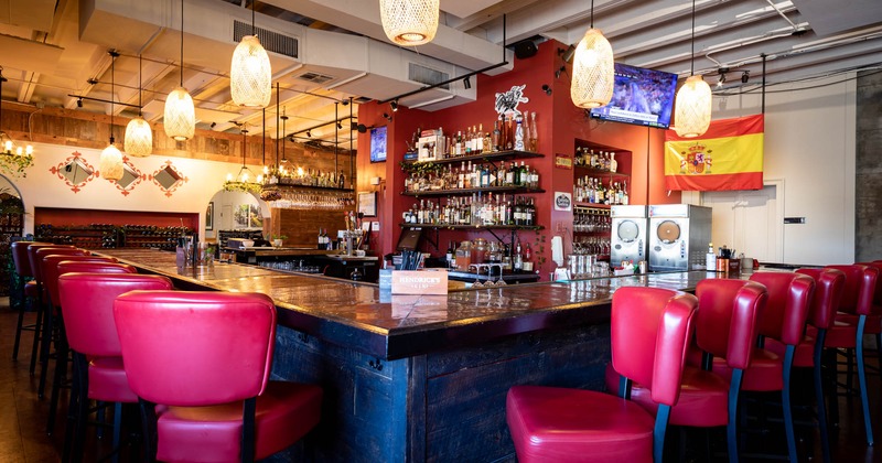 Interior, a bar and bar chairs