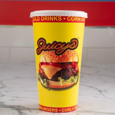 Drink in a plastic cup, served.