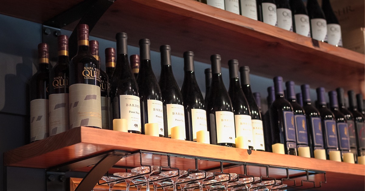 Wine bottles on the shelf