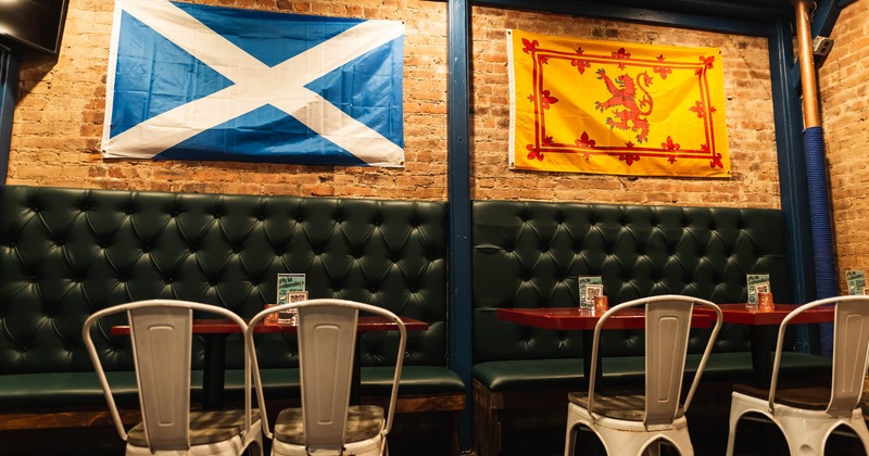 Inside, booths, tables and chairs