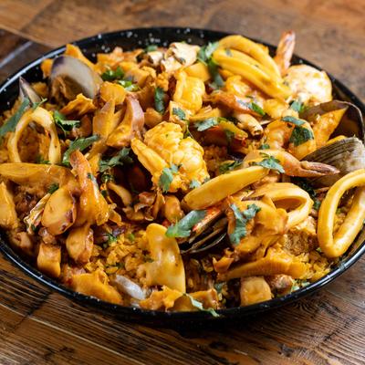 Seafood paella.