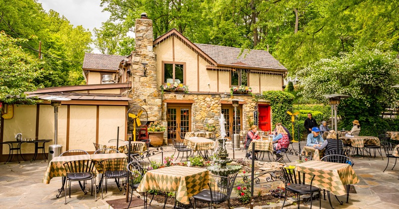 Exterior, seating area in front of the restaurant