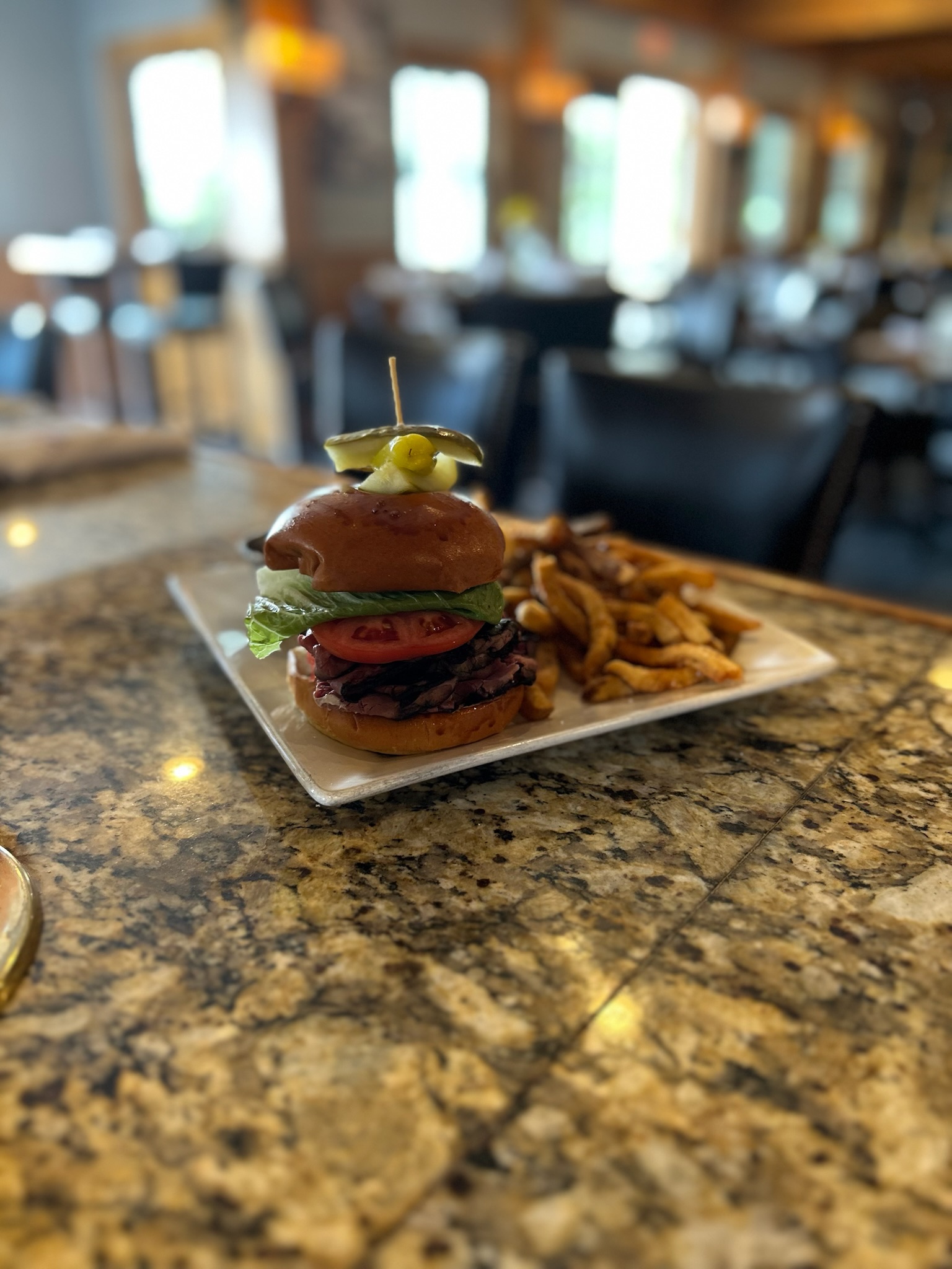 Delicious burger and hand cut fries @thebogtavern