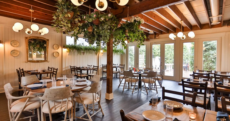 Dining area, tables ready for guests