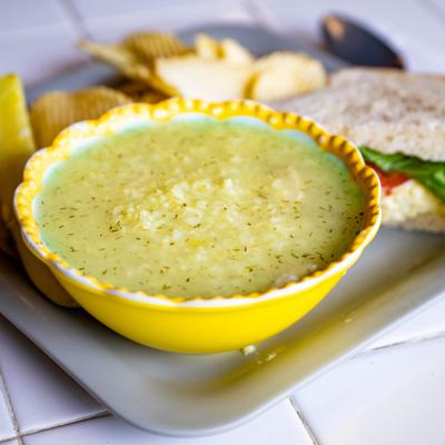 creek lemon chicken soup and egg sandwich combo.