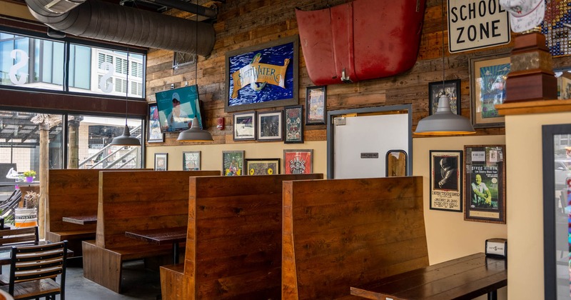 Interior, booth area, wall decorations