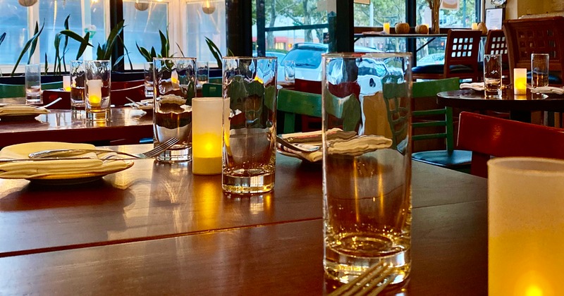 Dining tables, closeup