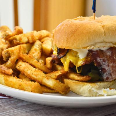 Bacon Cheeseburger, with fries.