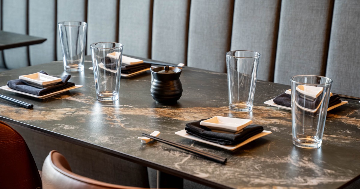 Interior, table ready for guests