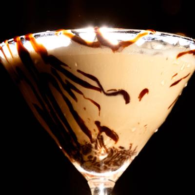 A closeup on the chocolate martini.
