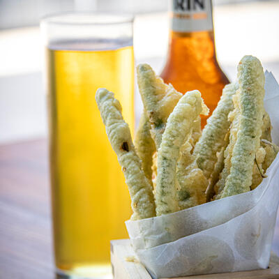 Pastry, glass of beer on top