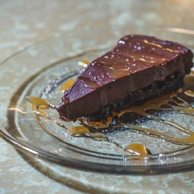 Chocolate Caramel Decadence baked on premise