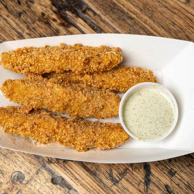 Deep fried chicken and jalapenos, with dipping sauce.