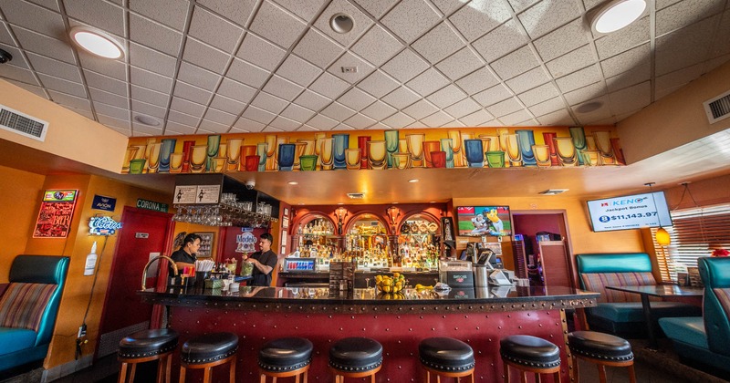 Bar area with bar stools
