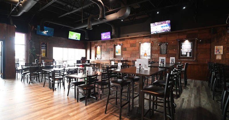 Interior, diner area, tables, chairs