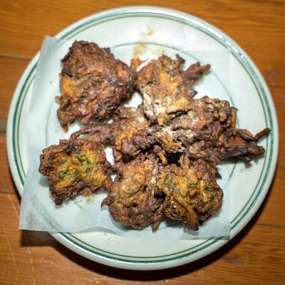 Indian fritters, top view.