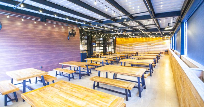 Dining area with picnic tables