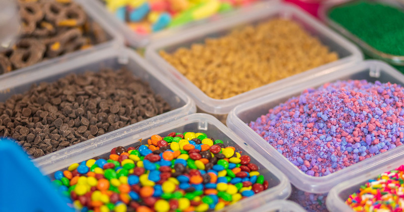 Different ice cream toppings