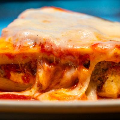 Lasagna, close-up.
