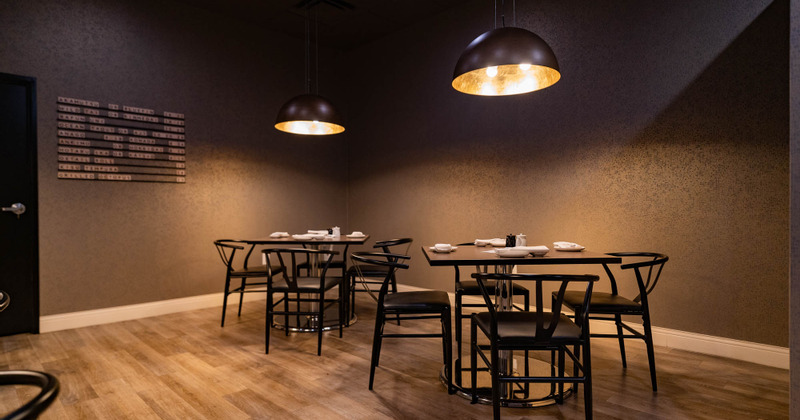 Interior with guest tables and seats