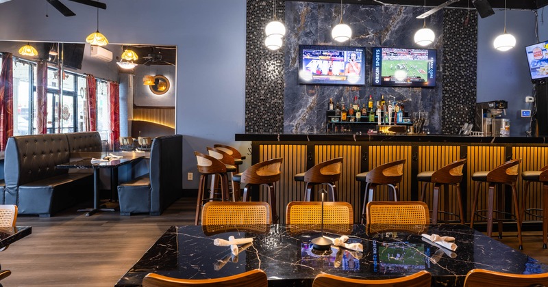 Interior, tables and chairs