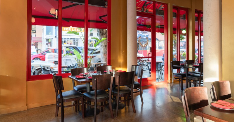 Cozy interior dining area with set tables