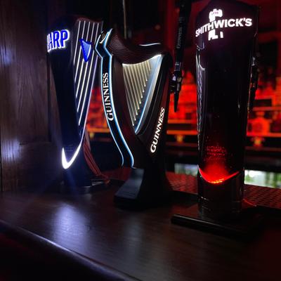 Bar counter harp decorations.