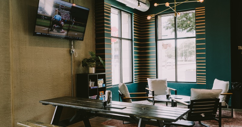 Seating area with a wall mounted TV