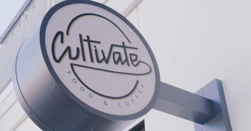 Exterior, Cultivate Food and Coffee wall sign