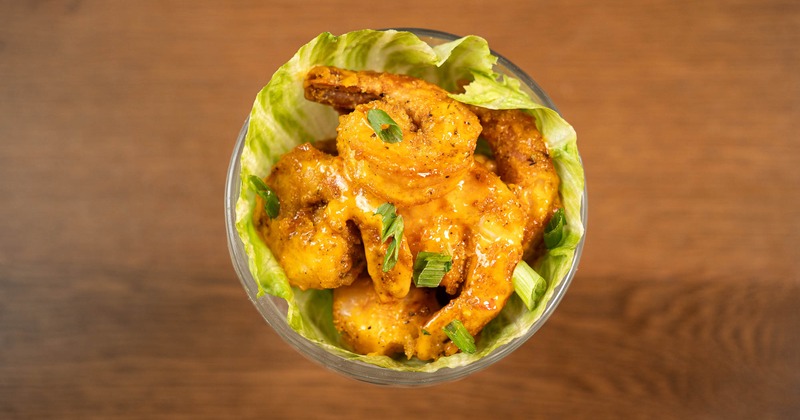 Fried shrimp in sriracha aioli