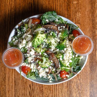 Kale keto bowl top view.