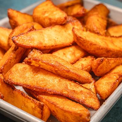 Potato wedges, close up