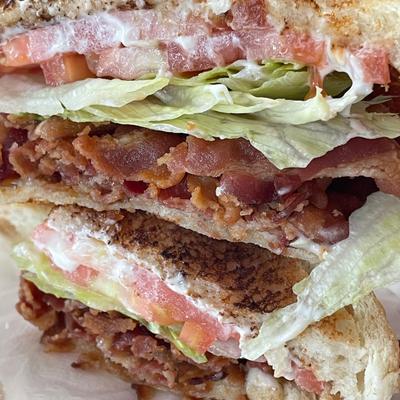 BLT sandwich with mayonnaise.