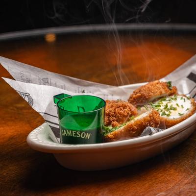 Deep fried eggs wrapped in ground sausage.