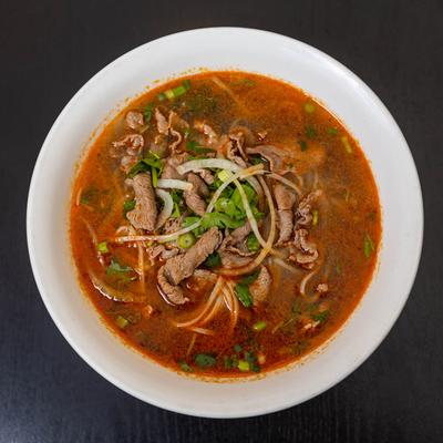 Beef and peanut noodle soup.