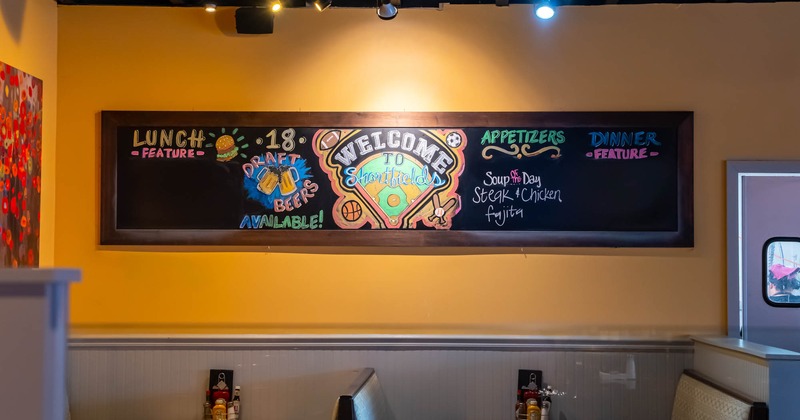 Restaurant interior, two dining tables