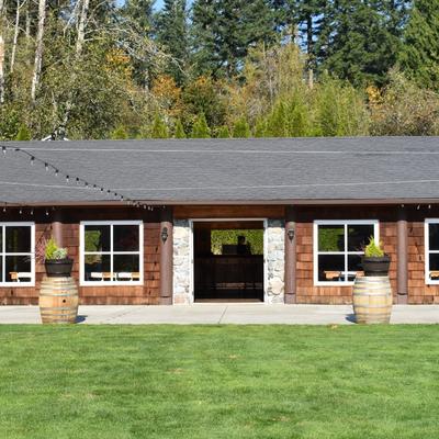 View of the restaurant entrance from garden