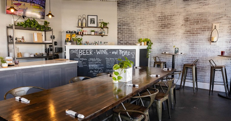 Interior, tables ready for guests at the seating area