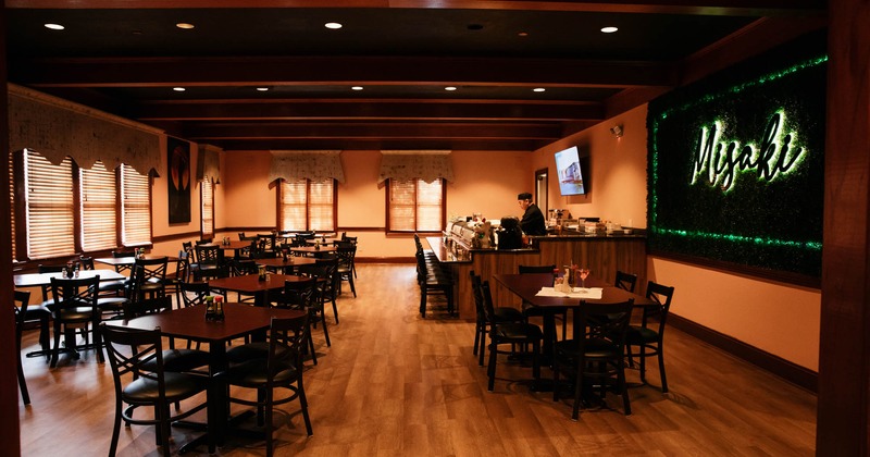 Interior, sushi bar and dining area