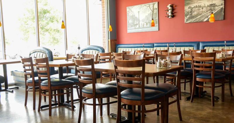 Interior, dining area, tables and chairs