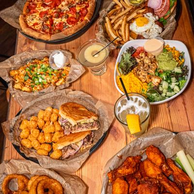 Assorted food dishes.