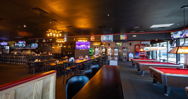 Dining area and pool tables