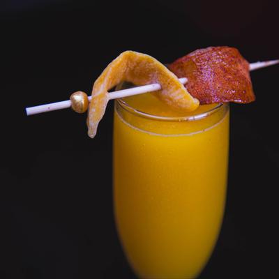 Mimosa cocktail, close-up shot.