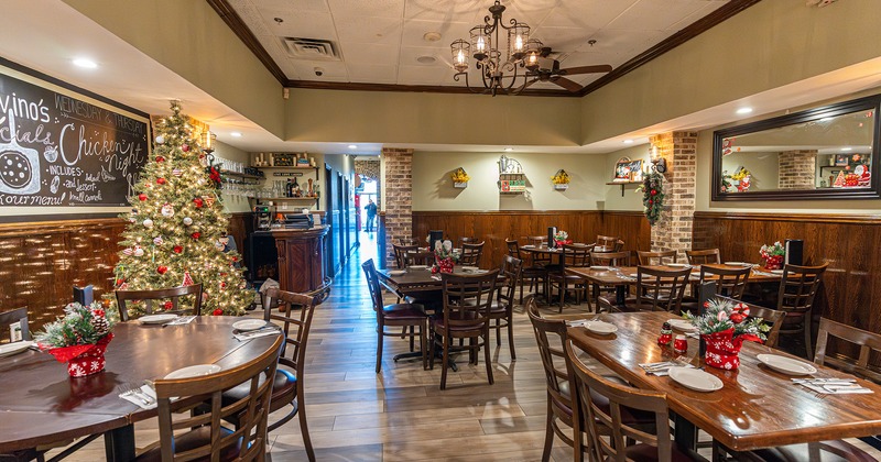 Interior, dining area in Christmas atmosphere