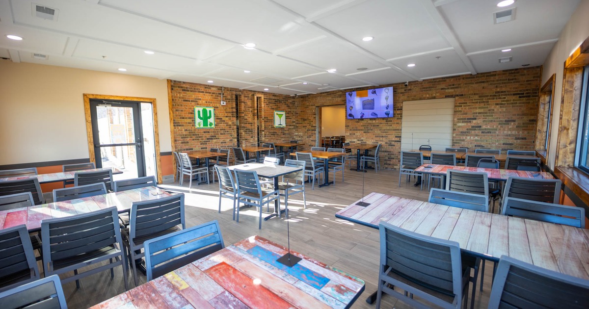 Interior, wide view of dining area