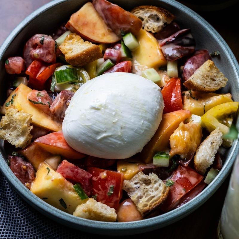menu item 52 of 77, Peach Panzanella (CG)