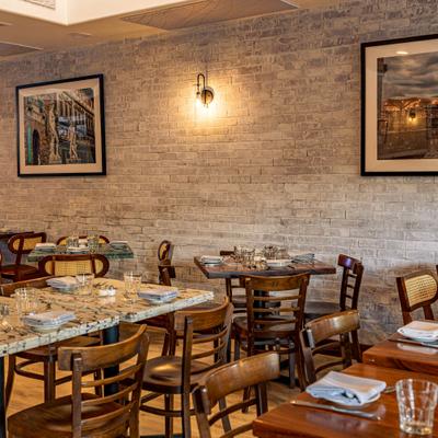 Restaurant interior, dining area.